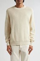 Sunspel Cotton Waffle Stitch Crewneck Sweater Ecru at Nordstrom,