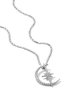 Lana Crescent Moon & Star Pendant Necklace in White at Nordstrom, Size 18