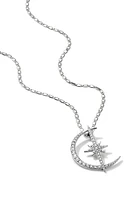 Lana Crescent Moon & Star Pendant Necklace in White at Nordstrom, Size 18