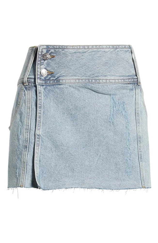 Mistress Rocks Faux Wrap Denim Miniskirt at Nordstrom,