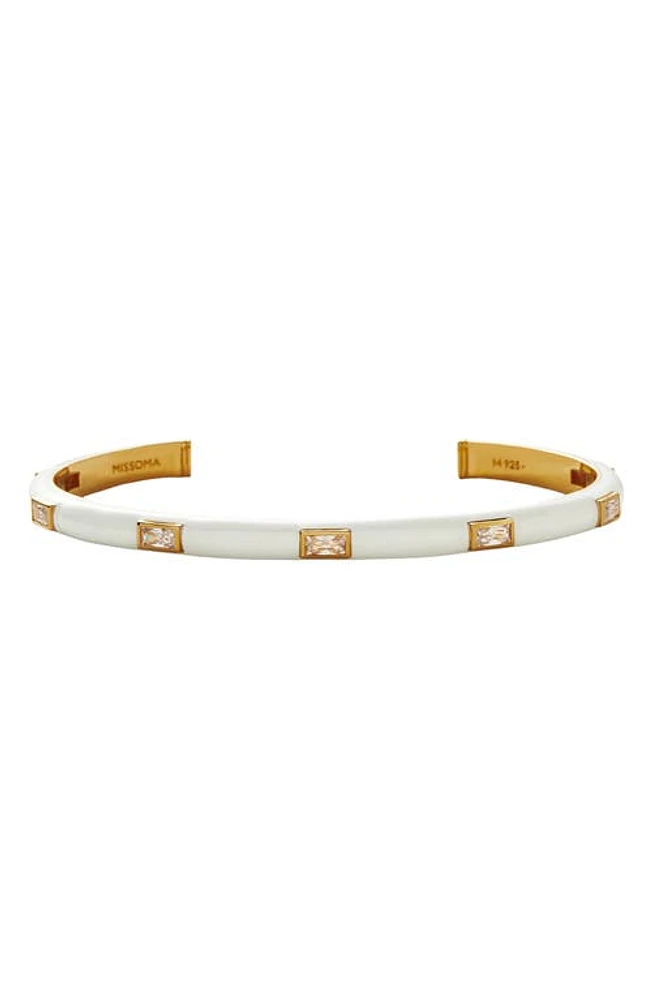 Missoma Cubic Zirconia Enamel Cuff Bracelet in Ivory/Gold at Nordstrom, Size Medium