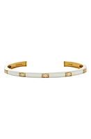 Missoma Cubic Zirconia Enamel Cuff Bracelet in Ivory/Gold at Nordstrom, Size Medium