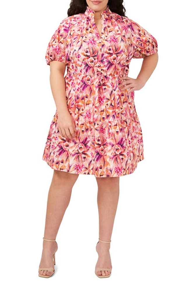 CeCe Printed Tiered Dress New Ivory Floral at Nordstrom,