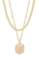 Kendra Scott Daphne Layered Coral Pendant Necklace in Gold Rose Quartz at Nordstrom