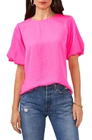 Vince Camuto Puff Sleeve Hammered Satin Blouse in Hot Pink at Nordstrom, Size X-Large