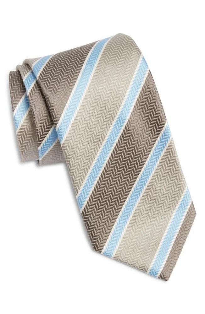 David Donahue Stripe Silk Tie in Gray at Nordstrom