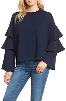 AG Pearl Ruffle Sweatshirt in Dark Indigo at Nordstrom, Size Medium