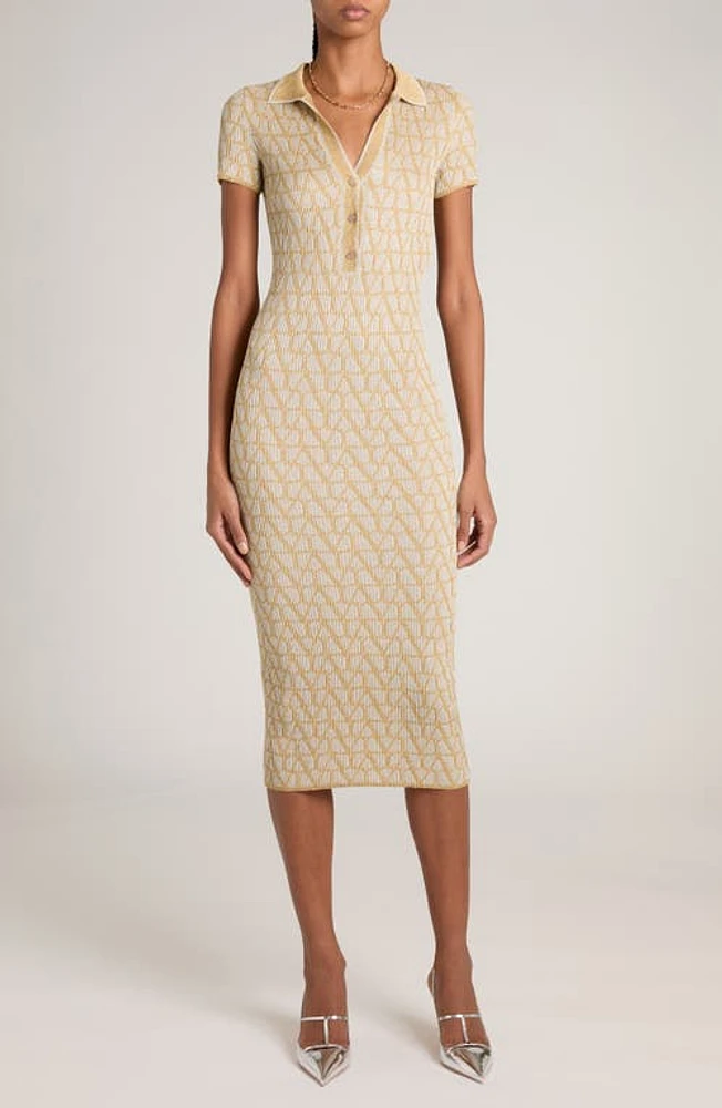 Valentino Garavani Iconographe Metallic Knit Polo Sweater Dress Oro at Nordstrom,