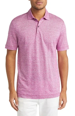 BOSS Press Heathered Linen Piqué Polo Dark Pink at Nordstrom,