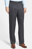 Berle Pleated Classic Fit Wool Gabardine Dress Pants Charcoal at Nordstrom, X