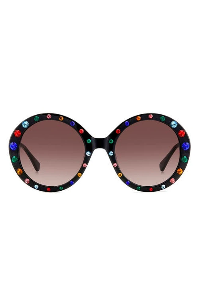 Kate Spade New York zya 55mm gradient round sunglasses in Black Multi/Brown Gradient at Nordstrom