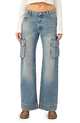 DL1961 Zoie Wide Leg Cargo Jeans Aged Mid Vintage at Nordstrom,