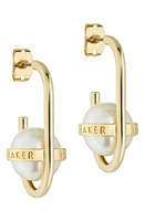 Ted Baker London Perrita Imitation Pearl Hoop Earrings in Gold Tone/Pearl at Nordstrom