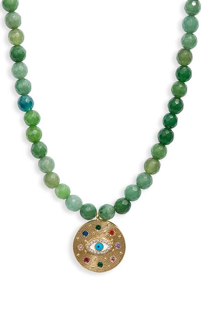 VIDAKUSH Eyes on Me Jade Necklace in Green/Gold at Nordstrom, Size 16