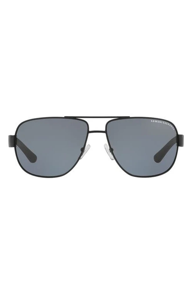 AX Armani Exchange 62mm Polarized Oversize Aviator Sunglasses in Matte Black at Nordstrom