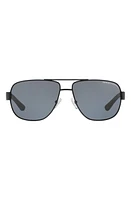 AX Armani Exchange 62mm Polarized Oversize Aviator Sunglasses in Matte Black at Nordstrom