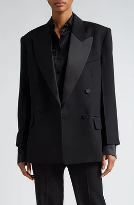 Victoria Beckham Satin Lapel Double Breasted Tuxedo Jacket Black at Nordstrom, Us