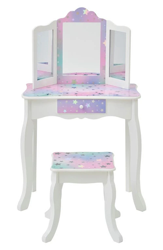 Teamson Kids Princess Gisele Star Sky Vanity & Stool Set in White/Lavender at Nordstrom