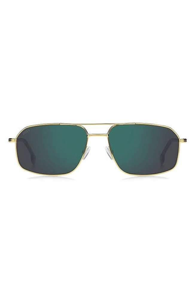 BOSS 58mm Aviator Sunglasses in Gold/Teal at Nordstrom