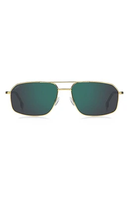 BOSS 58mm Aviator Sunglasses in Gold/Teal at Nordstrom