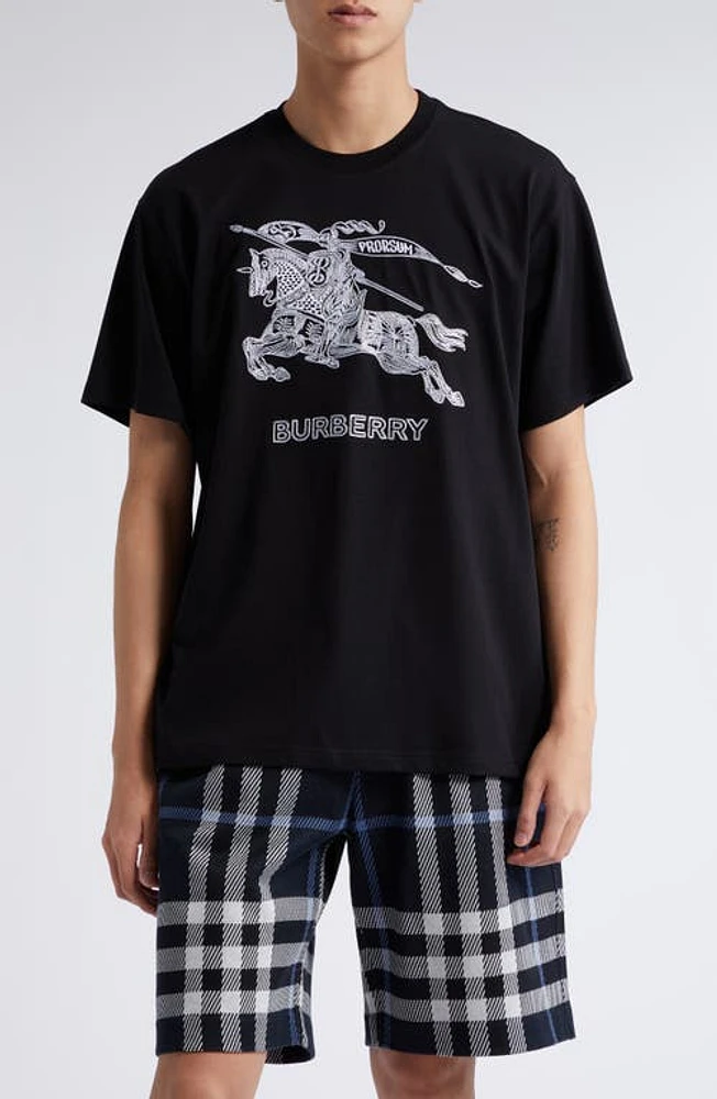 burberry Dezi Embroidered EKD T-Shirt Black at Nordstrom,