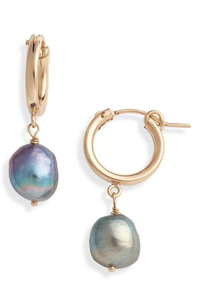 Set & Stones Adelle Keshi Pearl Hoop Earrings in Gold /Peacock at Nordstrom