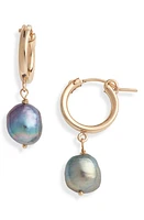 Set & Stones Adelle Keshi Pearl Hoop Earrings in Gold /Peacock at Nordstrom