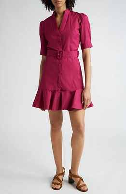 Veronica Beard Molly Belted Mini Shirtdress Wildberry at Nordstrom,