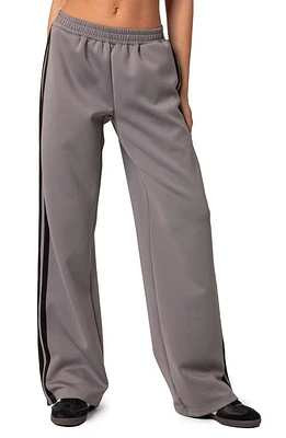 EDIKTED Robyn Side Stripe Track Pants Dark-Gray at Nordstrom,