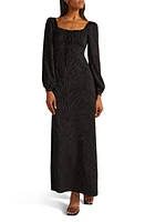 Favorite Daughter The One That Got Away Zebra Jacquard Long Sleeve Maxi Dress in Black Zebra Jacqua at Nordstrom, Size 4