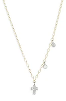 Meira T Diamond Cross Pendant Necklace in Yellow Gold at Nordstrom, Size 18