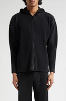 Homme Plissé Issey Miyake Monthly Colors April Zip Hoodie Black at Nordstrom,