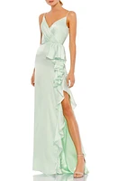 Ieena for Mac Duggal Ruffle Satin Trumpet Gown Pistachio at Nordstrom,