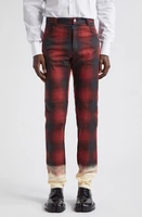 Maison Margiela x Pendleton Plaid Ombré Stretch Cotton Trousers Black/Red at Nordstrom,