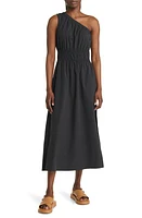 Rails Selani One-Shoulder Cotton Poplin Dress Black at Nordstrom,