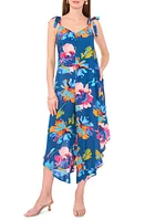 Vince Camuto Floral Tie Shoulder Wide Leg Crop Jumpsuit in Classic Navy at Nordstrom, Size Xx-Large