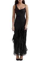 HOUSE OF CB Malila Ruffle Cowl Neck Chiffon Cocktail Dress Black at Nordstrom,