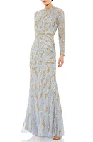 Mac Duggal Beaded Long Sleeve Gown at Nordstrom,