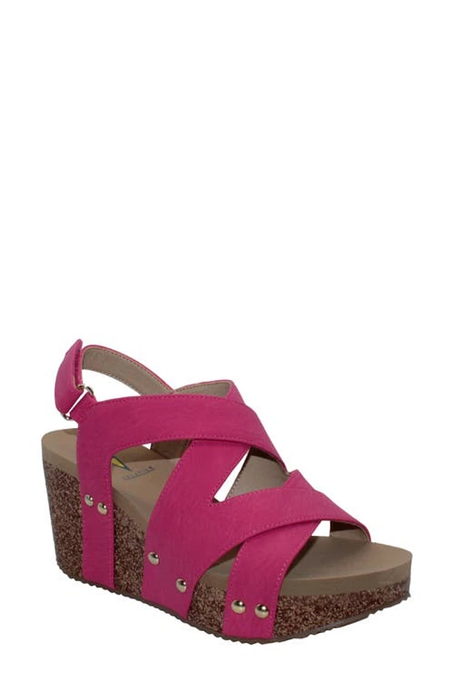 Volatile Tory Crisscross Wedge Sandal Fuchsia at Nordstrom,