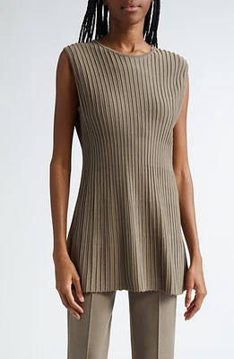 Lafayette 148 New York Slim Fit Ottoman Stitch Sleeveless Sweater Tunic Concrete at Nordstrom,