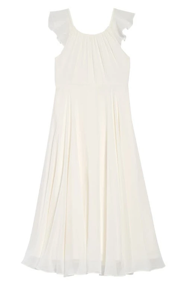 Dessy Collection Flutter Sleeve Chiffon Flower Girl Dress Ivory at Nordstrom,