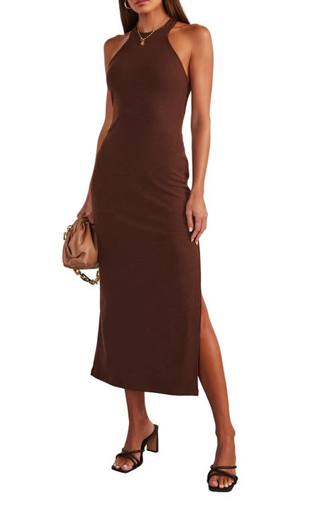 VICI Collection Constancia Sleeveless Rib Midi Dress in Dark Brown at Nordstrom, Size Medium