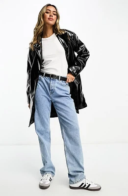 ASOS DESIGN Belted Faux Leather Coat Black at Nordstrom, Us