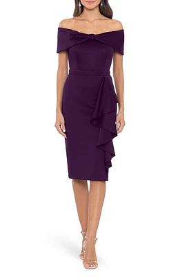 Xscape Evenings Bow Off the Shoulder Scuba Knit Cocktail Dress at Nordstrom,