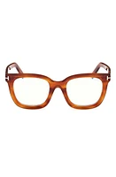 TOM FORD 51mm Square Blue Light Blocking Glasses in Blonde Havana at Nordstrom