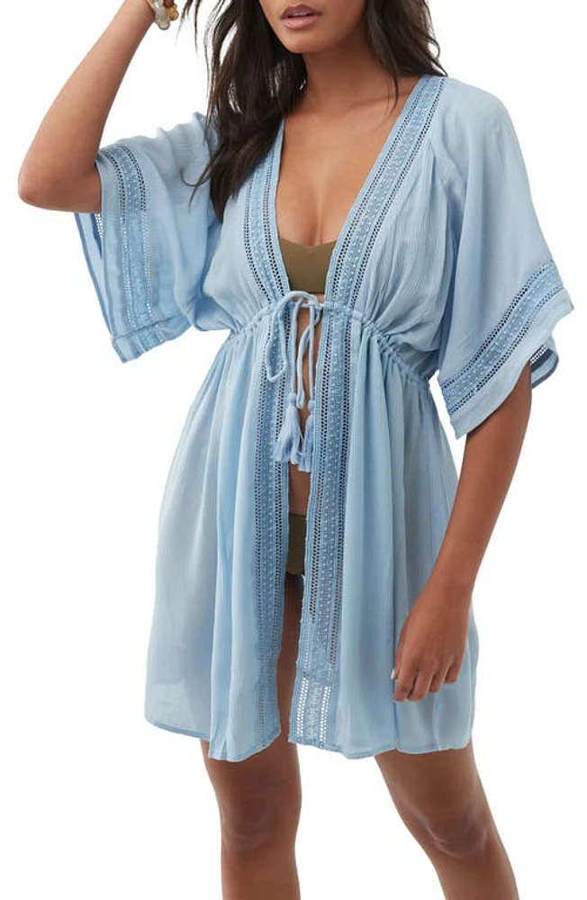 O'Neill Wilder Lace Trim Cover-Up Dress in Chambray at Nordstrom, Size Medium