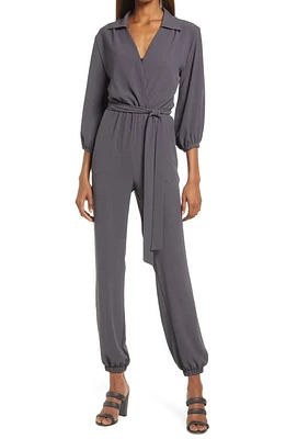 Fraiche by J Tie Waist Long Sleeve Jumpsuit at Nordstrom,