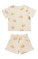 Rylee + Cru Submarine Print Cotton T-Shirt & Shorts Set Natural at Nordstrom,