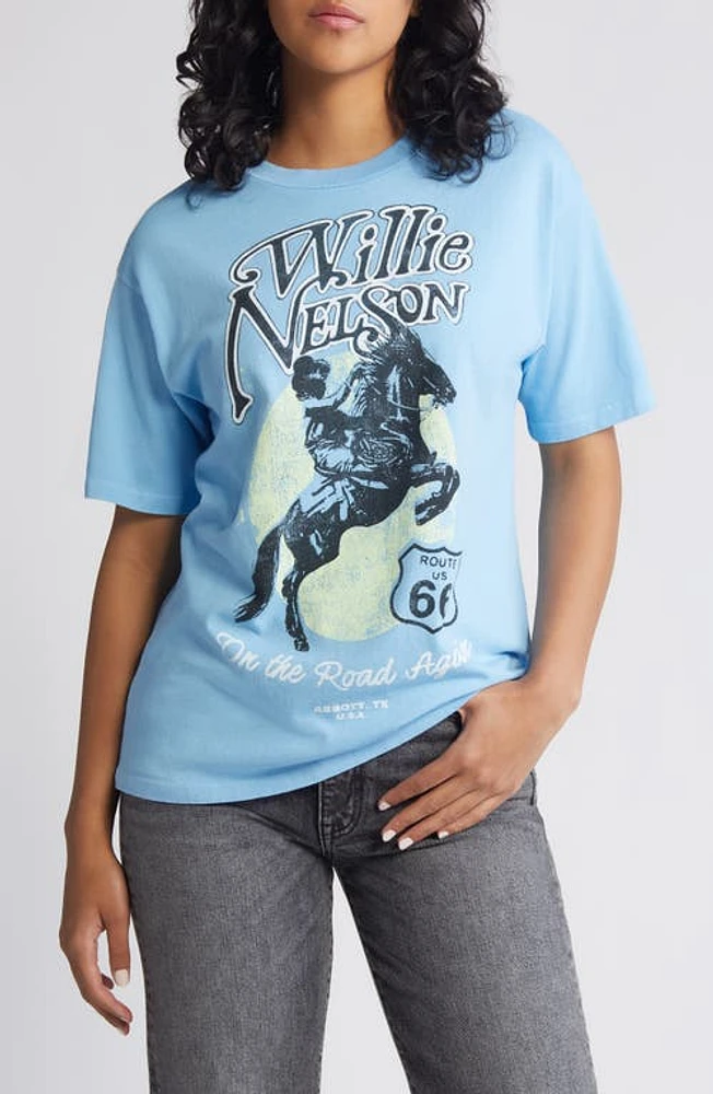 Daydreamer Willie Nelson Route 66 Cotton Graphic T-Shirt Vintage Blue at Nordstrom,