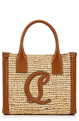 Christian Louboutin Mini By My Side Raffia Tote in Natural/Cuoio/Cuoio at Nordstrom